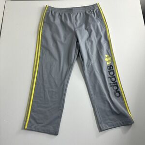 Adidas Men's Track Pant Size XL Active Gym‎ Athletic Graphic Print Gray Yellow